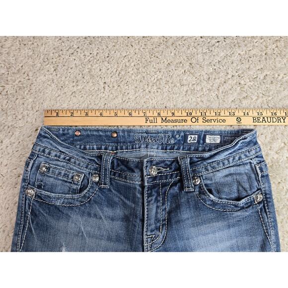Miss Me Capri Jeans Womens Size 28 Blue Denim Cross Y2K Embellished JP5335P6 - Picture 5 of 16